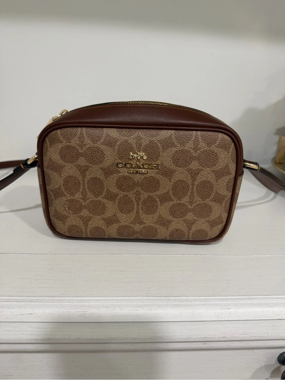 Coach Mini Crossbody in Signature Brown and Dark Brown